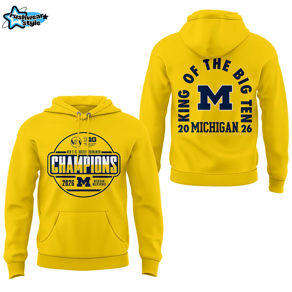 Limited Edition Michigan The Hockey Tournament Champions 2026 Hoodie - Yellow Limited Edition Michigan The Hockey Tournament Champions 2026 Hoodie - Yellow