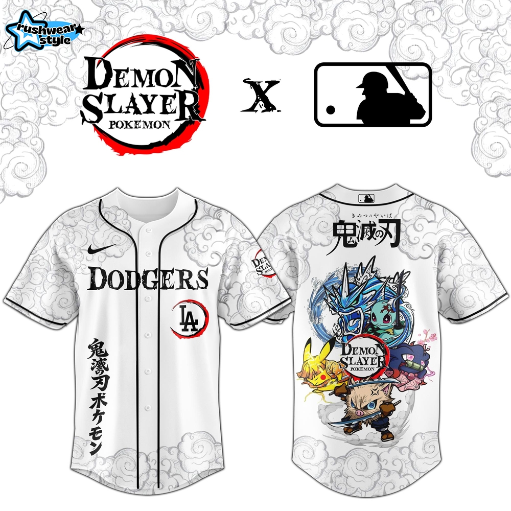 Los Angeles Dodgers Special Demon Slayer Pokemon Ver Limited Edition Jersey Los Angeles Dodgers Special Demon Slayer Pokemon Ver Limited Edition Jersey
