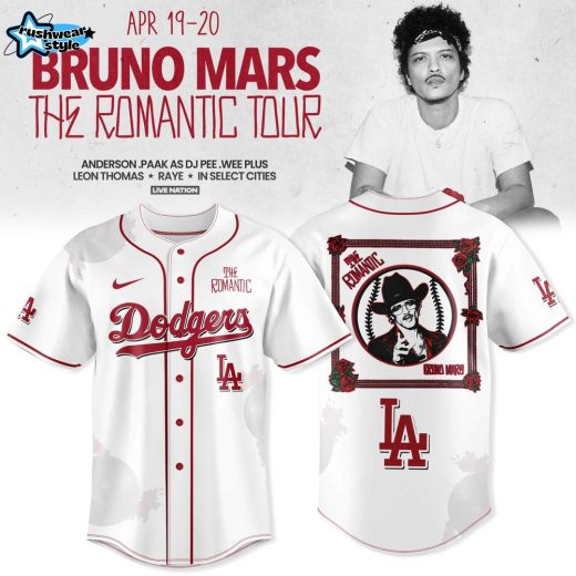 Los Angeles Dodgers x Bruno Mars The Romantic Tour 2026 Special Edition Jersey Collection