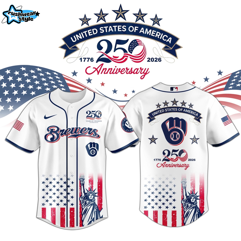 Milwaukee Brewers 250th Anniversary Patriotic Baseball Jersey Milwaukee Brewers 250th Anniversary Patriotic Baseball Jersey