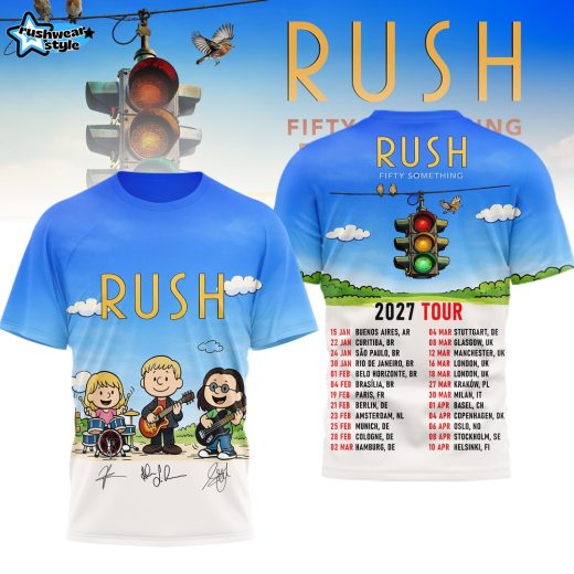 Official Rush Fifty Something Tour 2027 Graphic Shirt – Peanuts Style Cartoon Rock Band Tribute
