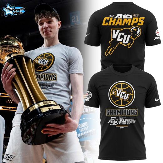 Official VCU Men's Basketball 2026 A-10 Champions T-Shirt, Black V2