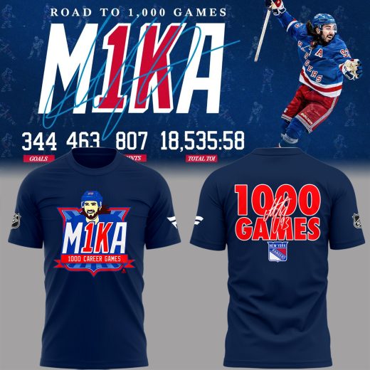 Limited Edition New York Rangers Mika Zibanejad 1,000 Career National Hockey League Games Shirt Version 2