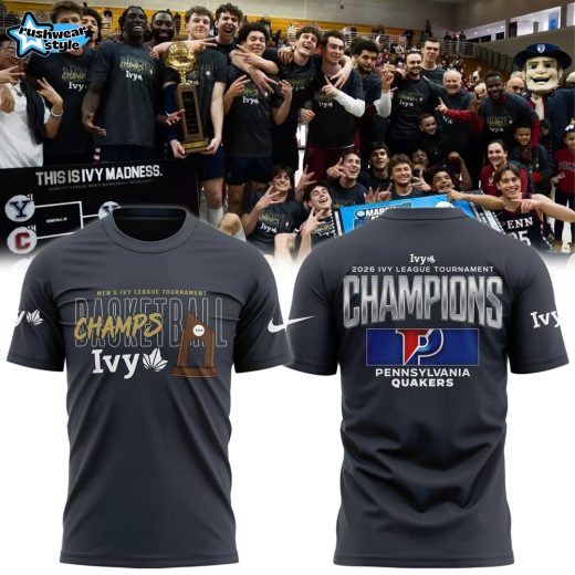 Pennsylvania Quakers Blue 84 Unisex 2026 Ivy League Men's Basketball Tournament Champions T-Shirt (Updated Version)