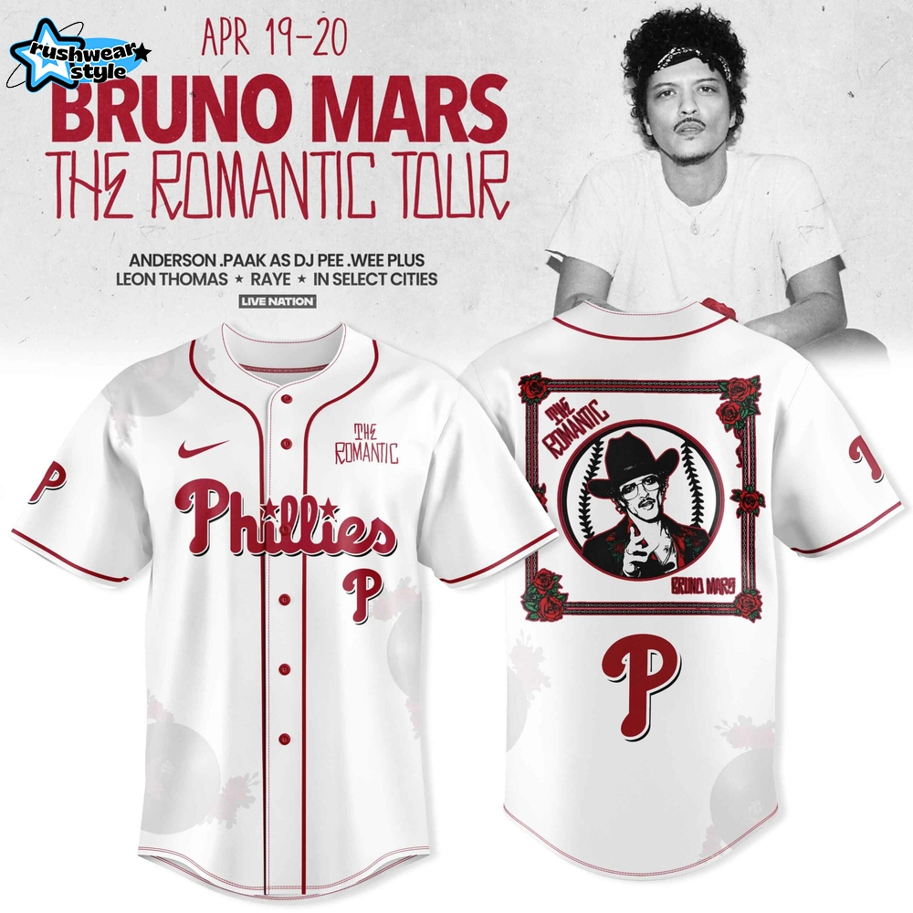 Philadelphia Phillies x Bruno Mars Romantic Tour 2026 Special Edition Jersey Philadelphia Phillies x Bruno Mars Romantic Tour 2026 Special Edition Jersey