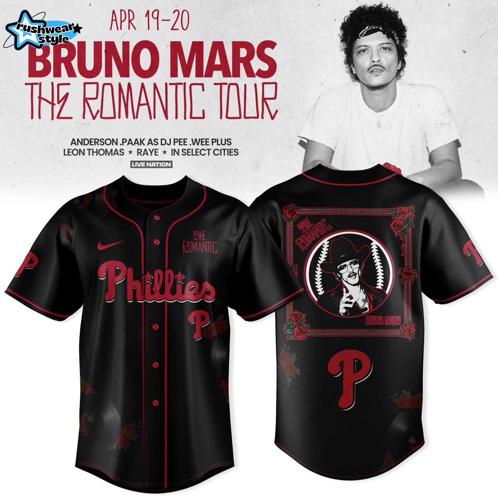 Philadelphia Phillies x Bruno Mars Romantic Tour 2026 Special Edition Jersey Philadelphia Phillies x Bruno Mars Romantic Tour 2026 Special Edition Jersey