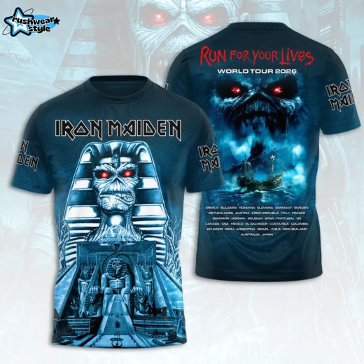 Powerslave Iron Maiden 2026 World Tour 3D Tshirt