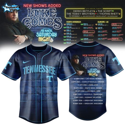 Tennessee Vols My Kinda Saturday Night Tour 2026 Baseball Jersey – Country Music Concert Fan Shirt