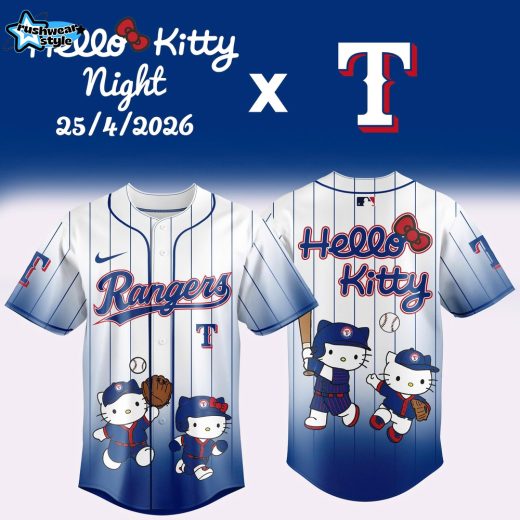 Texas Rangers MLB x Hello Kitty Night 2026 Edition Jersey - White Blue