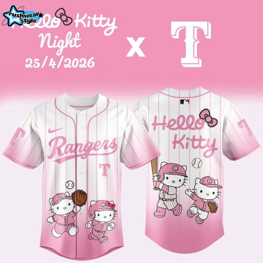 Texas Rangers MLB x Hello Kitty Night 2026 Edition Jersey - White Pink