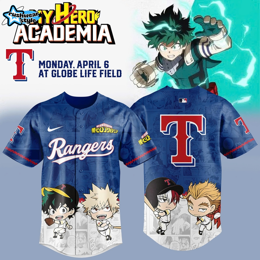 Texas Rangers x My Hero Academia Night 2026 Exclusive Baseball Jersey Texas Rangers x My Hero Academia Night 2026 Exclusive Baseball Jersey