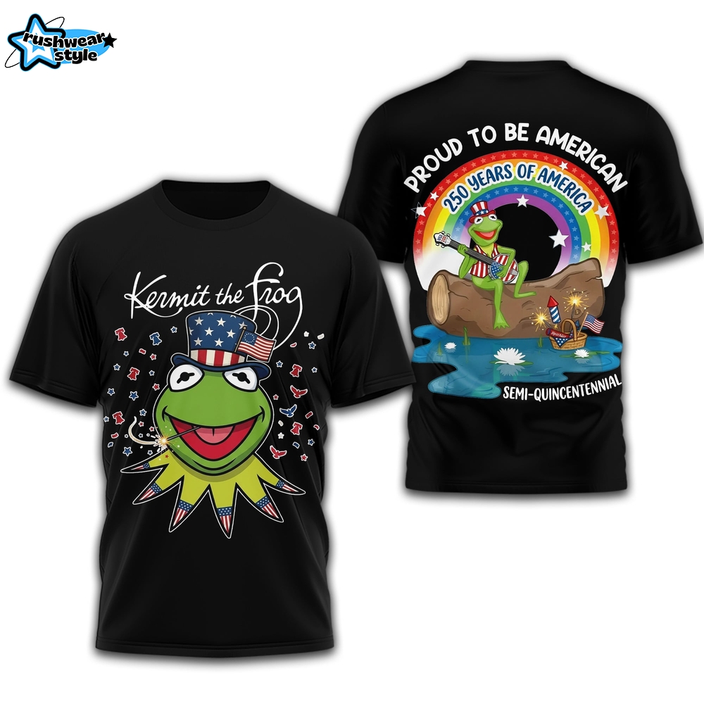 The Muppets Kermit The Frog 250 Years Of America 2026 White T-Shirt The Muppets Kermit The Frog 250 Years Of America 2026 White T-Shirt