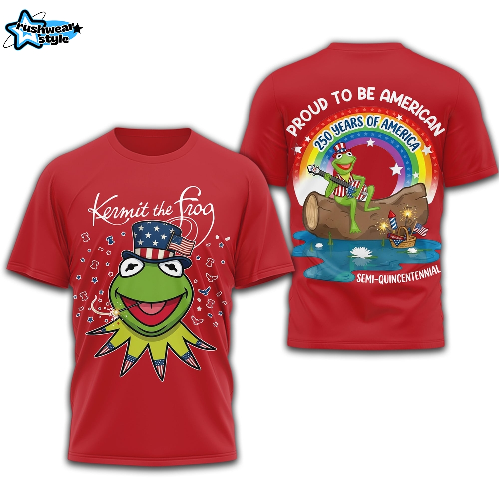 The Muppets Kermit The Frog 250 Years Of America 2026 White T-Shirt The Muppets Kermit The Frog 250 Years Of America 2026 White T-Shirt