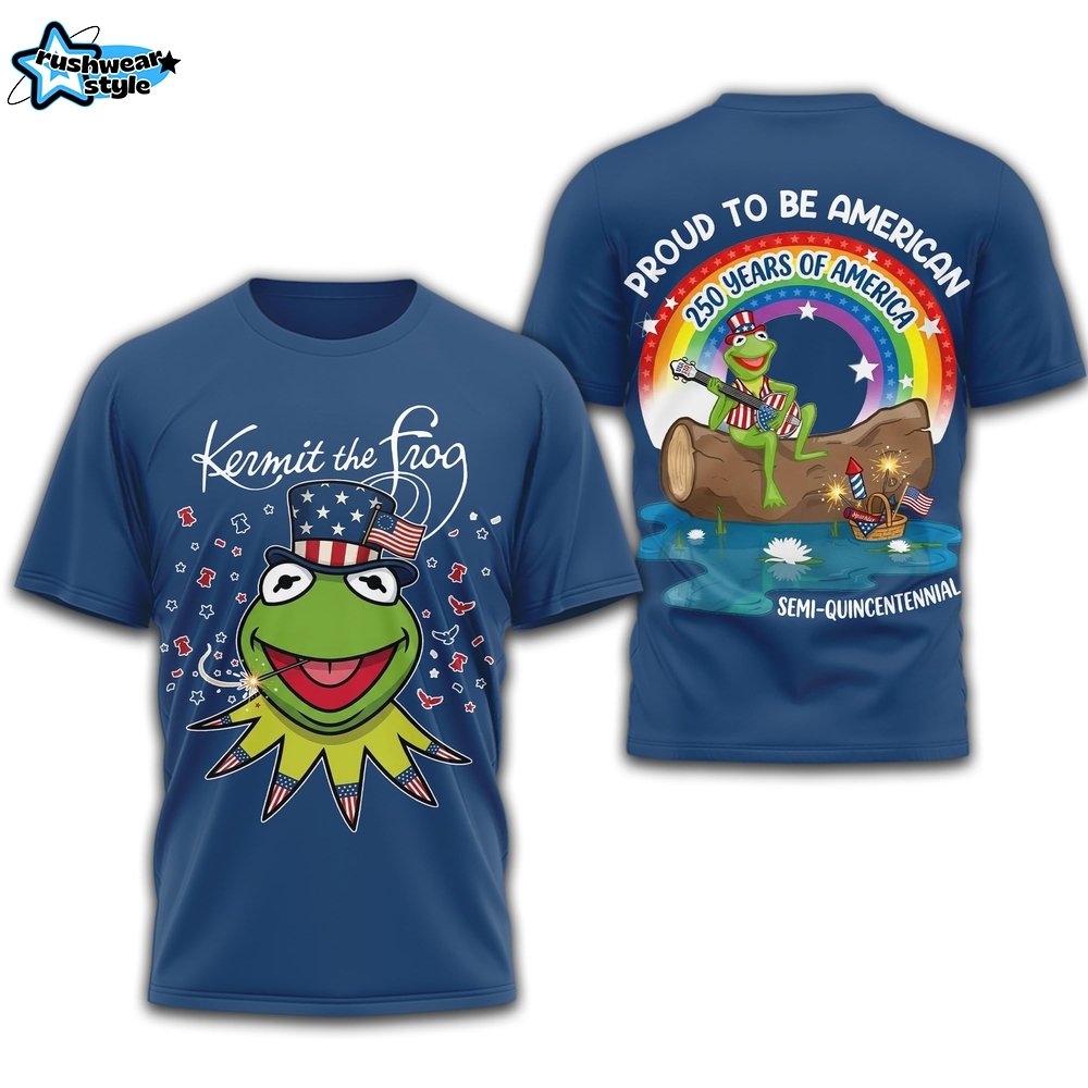 The Muppets Kermit The Frog 250 Years Of America 2026 White T-Shirt The Muppets Kermit The Frog 250 Years Of America 2026 White T-Shirt