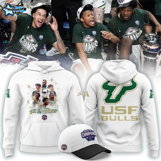 Unisex Blue 84 Green South Florida Bulls 2026 American Conference Men's Basketball Tournament Champions Hoodie V2